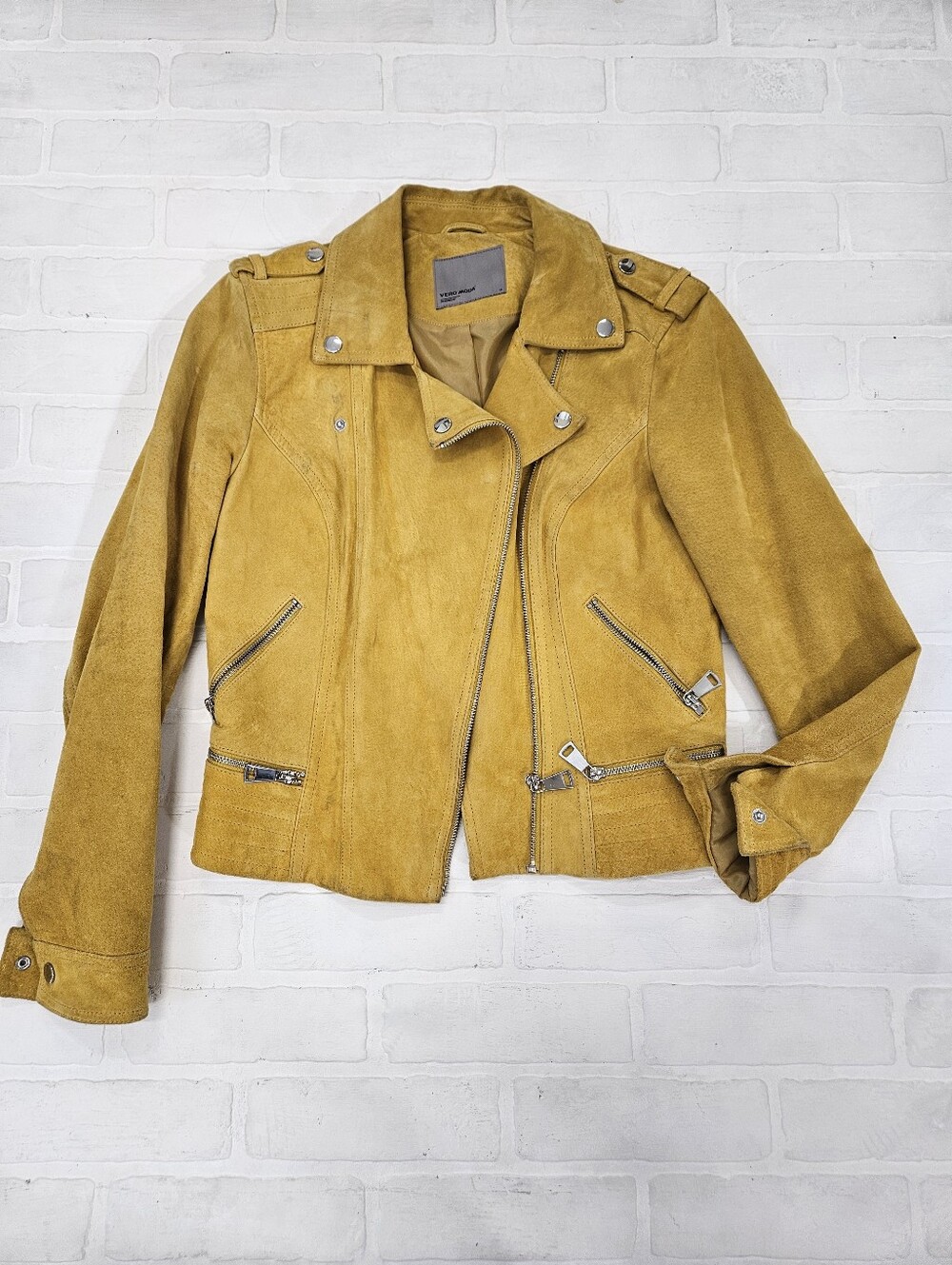Mustard Yellow Genuine Suede Moto Jacket